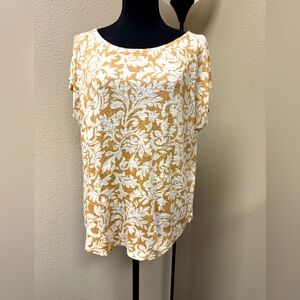 Tahari Linen Chic floral patterned pullover Top Size Large
